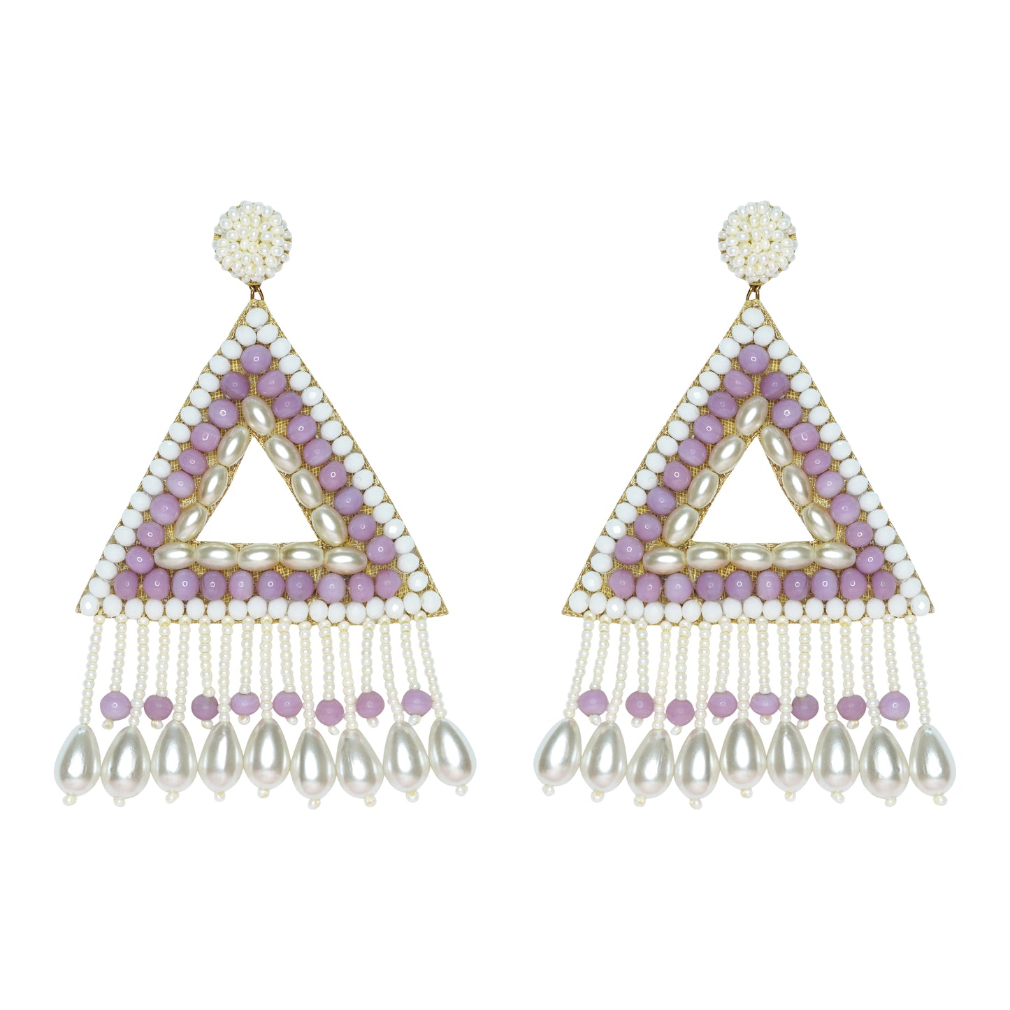 Lilac triangle drop earrings